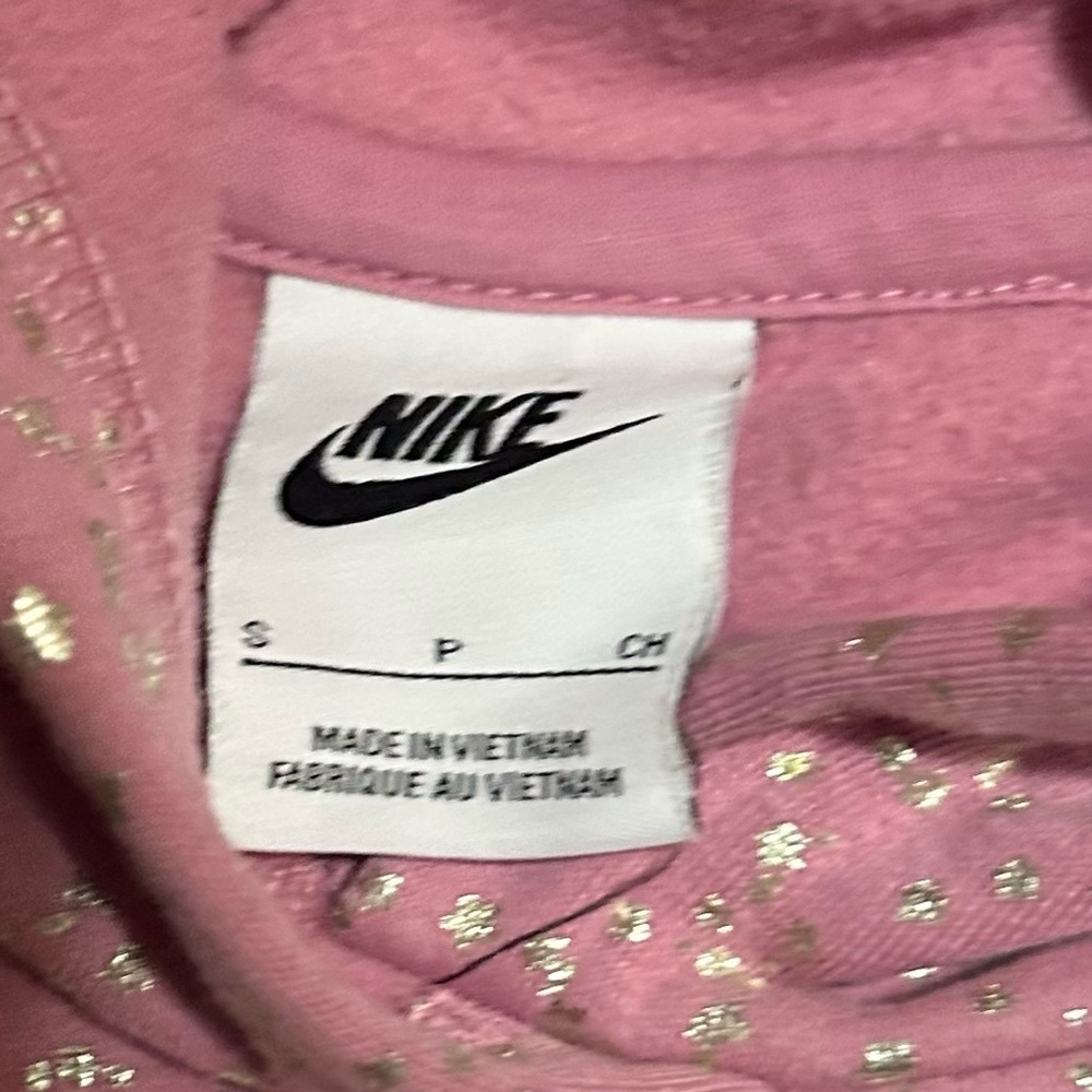 Nike Sparkle Pink Printed Fleece Hoodie Size Small - Picture 4 of 4